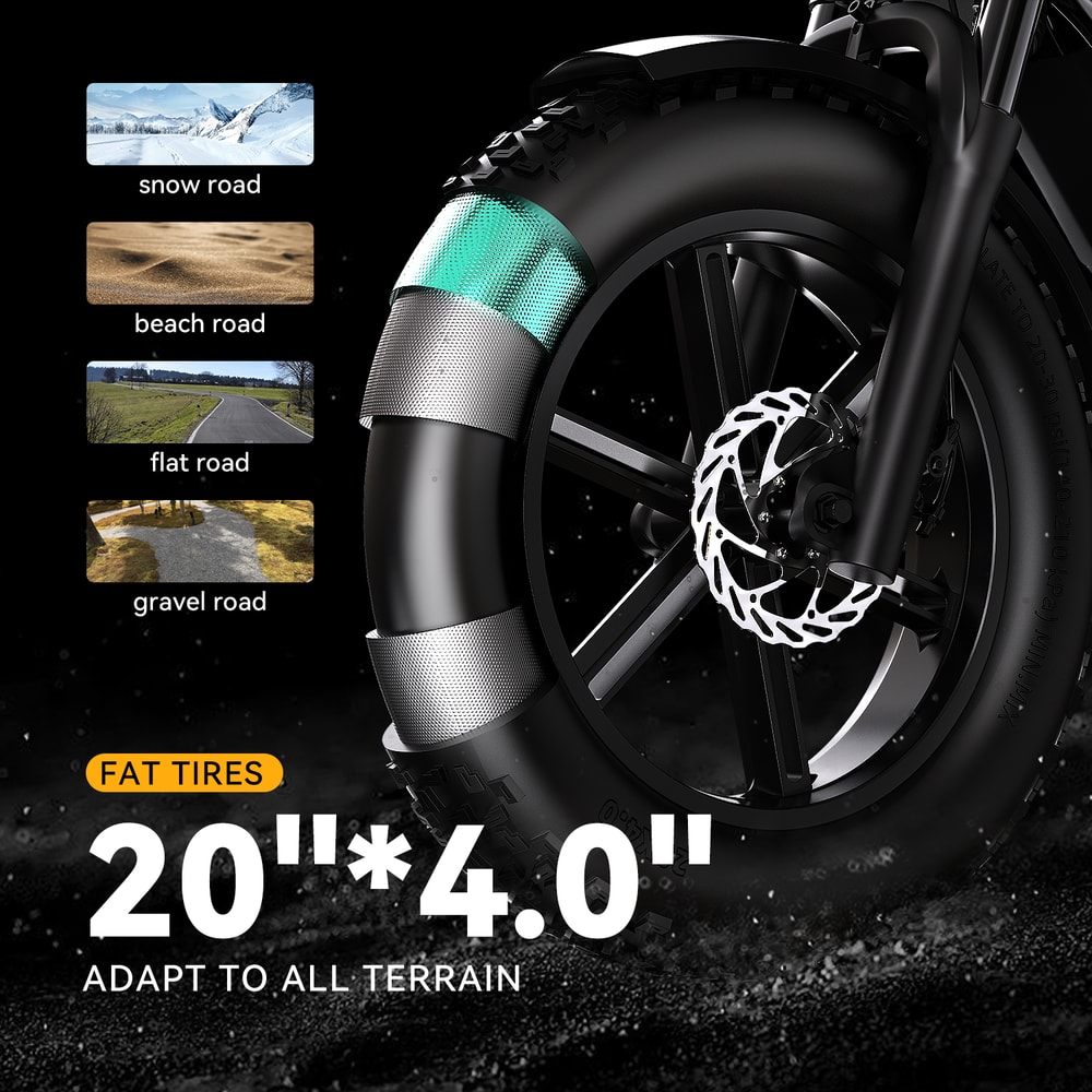 Outdoor Electric Bike For Adults 20 Fat Tire AllTerrain 30MPH 80 Miles Range For Sand Mountain Moto 4