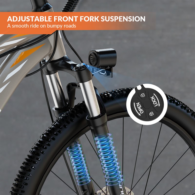 Electric Bike With Peak Motor 23 Mph Speed LCD Display Front Suspension 1