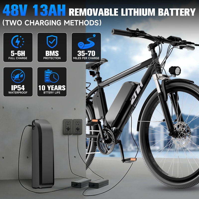 Electric Bike 26 Inch Electric Mountain Bike With Battery 50Miles 20MPH Adult Ebike 3