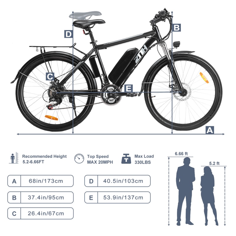 Electric Bike 26 Inch Electric Mountain Bike With Battery 50Miles 20MPH Adult Ebike 5