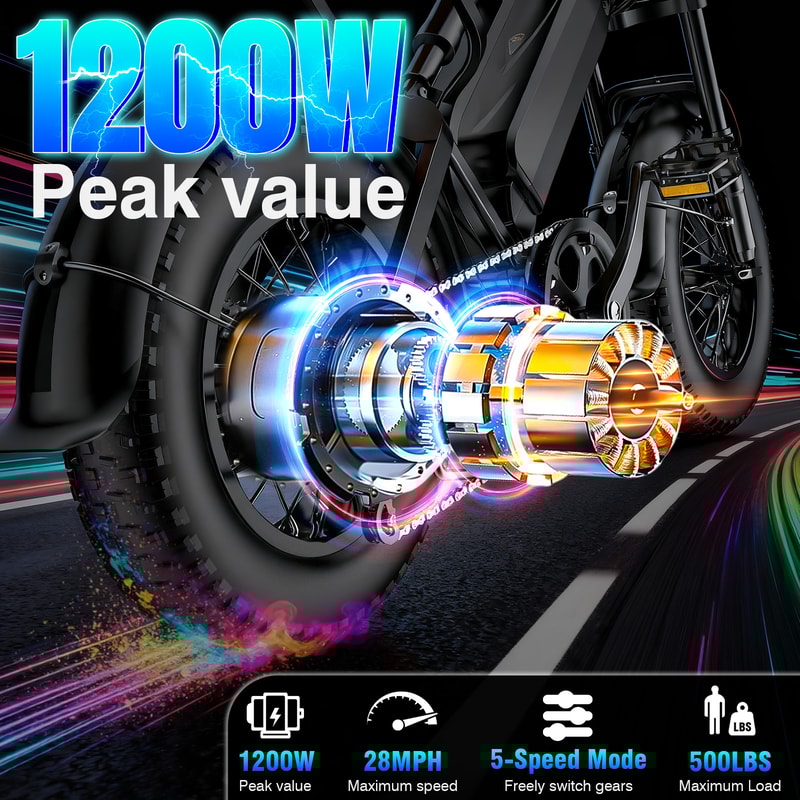 Electric Mountain Bike AllTerrain 18Ah Battery 1640 Tire 5Speed Gear 2