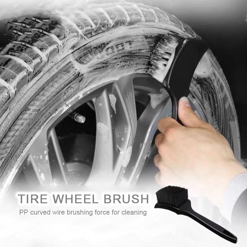 Multi-functional Tire Brush Stiff Brush for Car Cleaning, Steel Rim, Hub, and Fabric Scrub