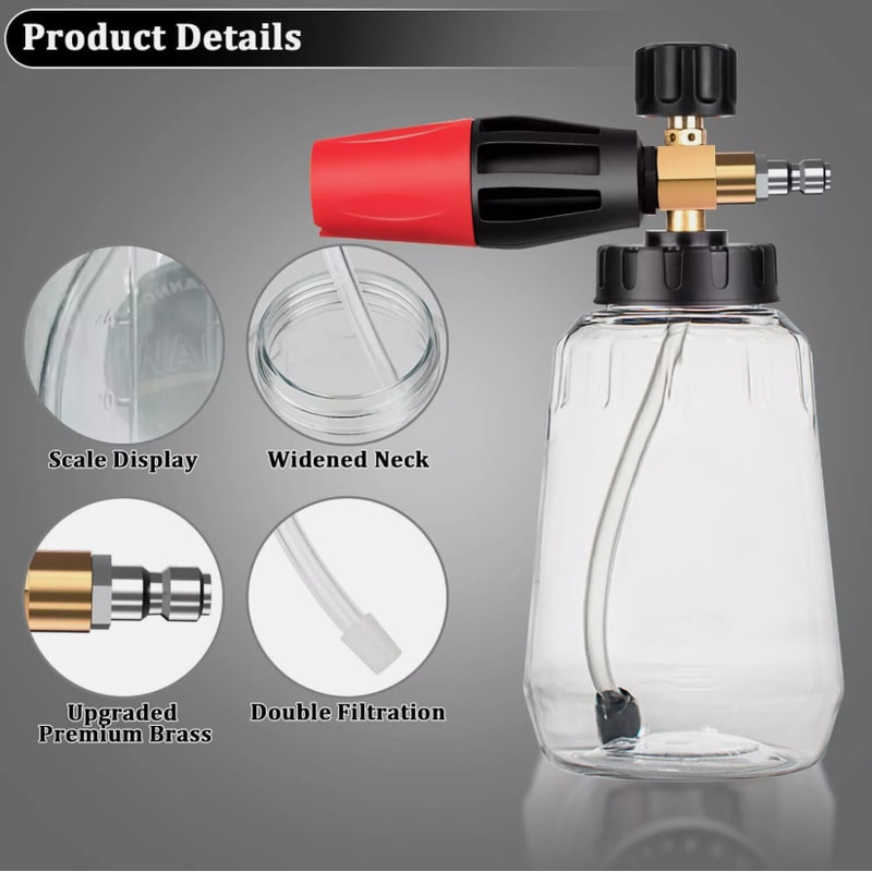 Car Wash Foam Cannon Gun Soap Lance Sprayer Pressure Washer Bottle Largemouth Pot For Car Cleaning 0