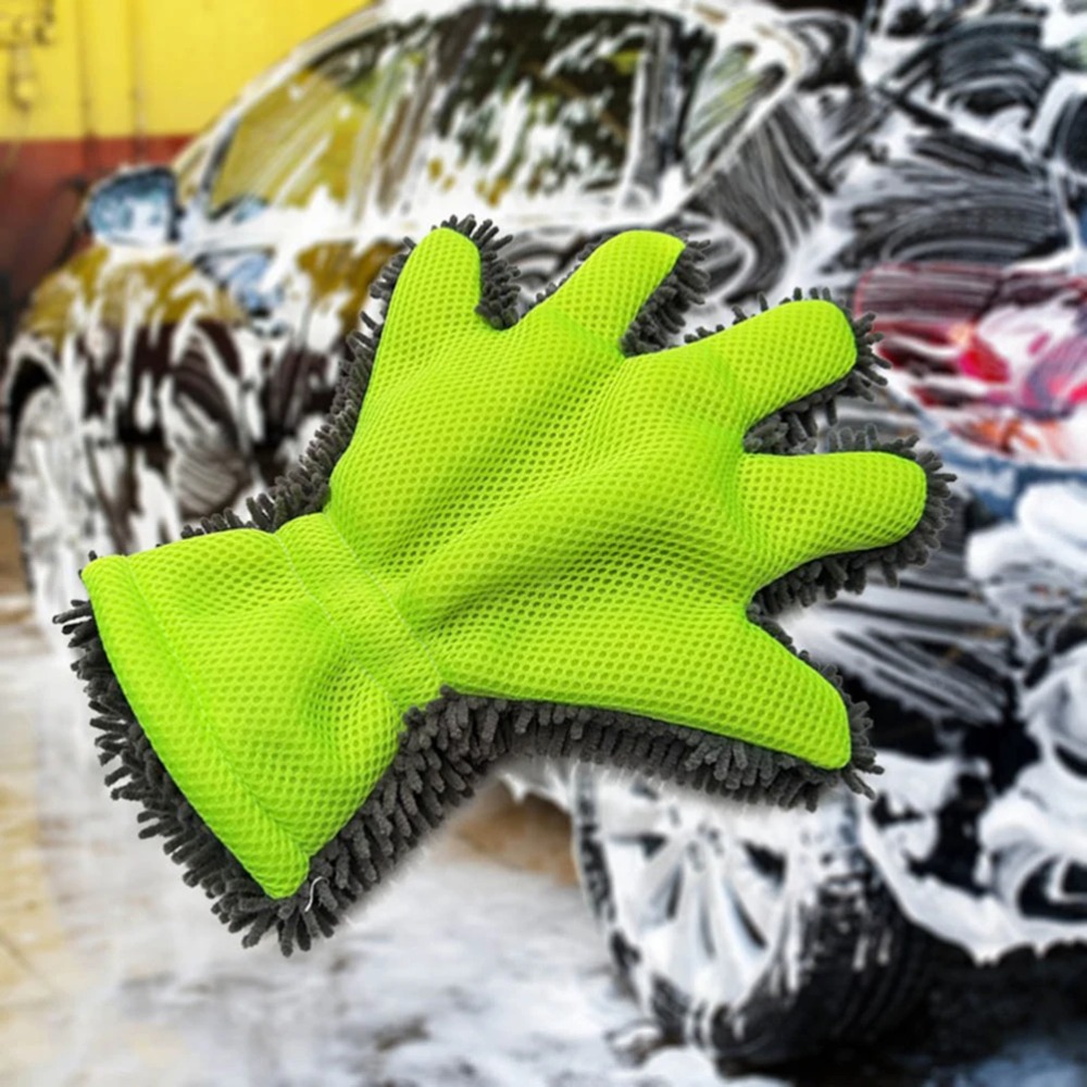 Soft Microfiber Mitts, Premium 5-Finger Car Washing Gloves for Cars & Motorcycles Drying and Cleaning