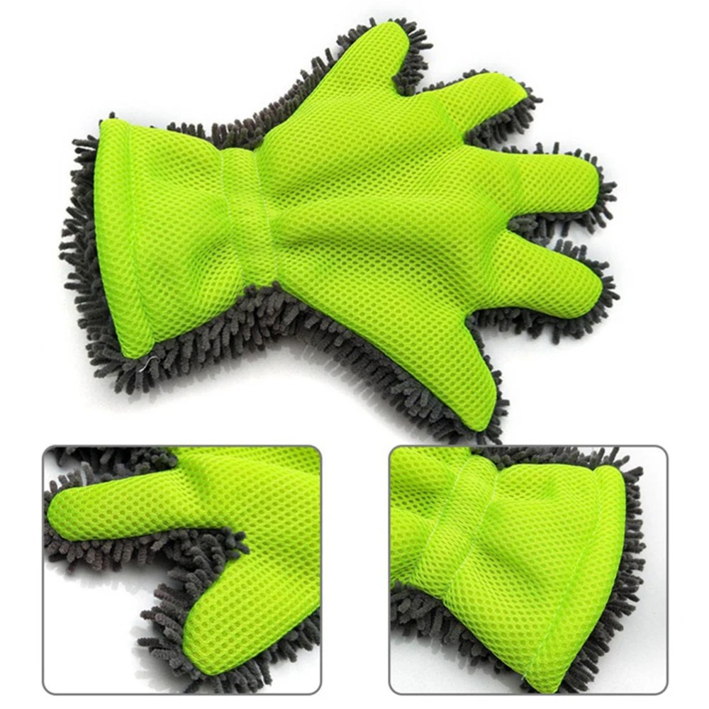 Soft Microfiber Mitts, Premium 5-Finger Car Washing Gloves for Cars & Motorcycles Drying and Cleaning