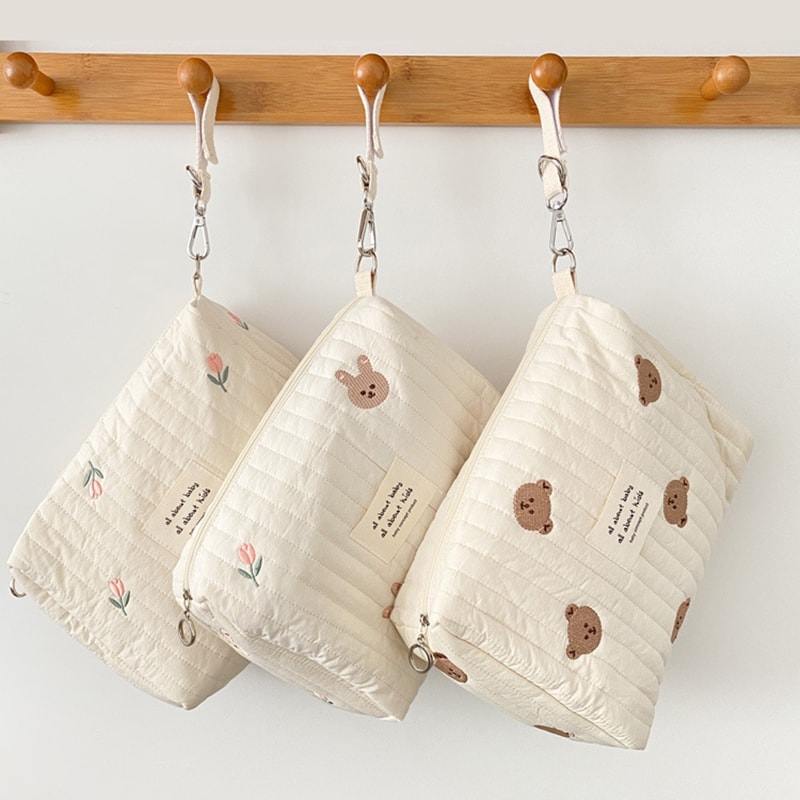 Newborn Baby Diaper Bag Mommy Bag Print Embroidery Zipper Nappy Pouch Travel Stroller Storage