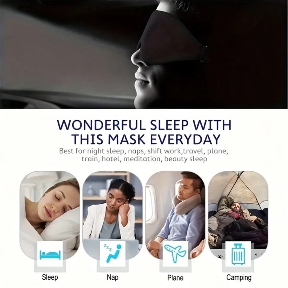Fully Adjustable Smooth Natural Sleep Mask, Comfortable for Women and Men, Perfect for Peaceful Sleep