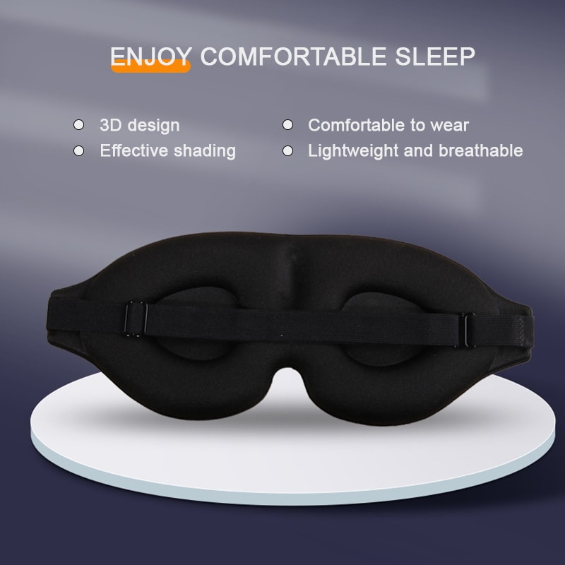 Black 3D Eye Mask Adjustable For Men And Women Breathable No Pressure Light Blocking Design 2