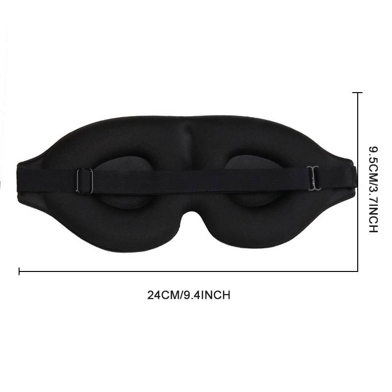 Black 3D Eye Mask Adjustable For Men And Women Breathable No Pressure Light Blocking Design 4