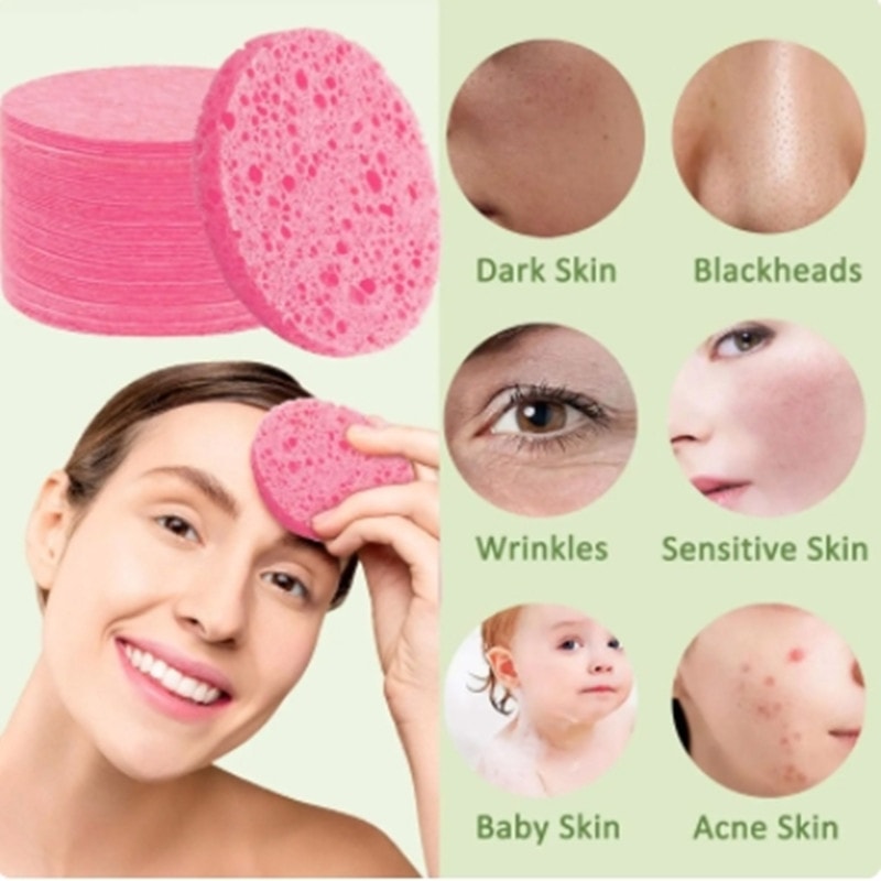 Foaming Face Puff Natural Wood Pulp Face Wash Puff Cleansing Sponge 4