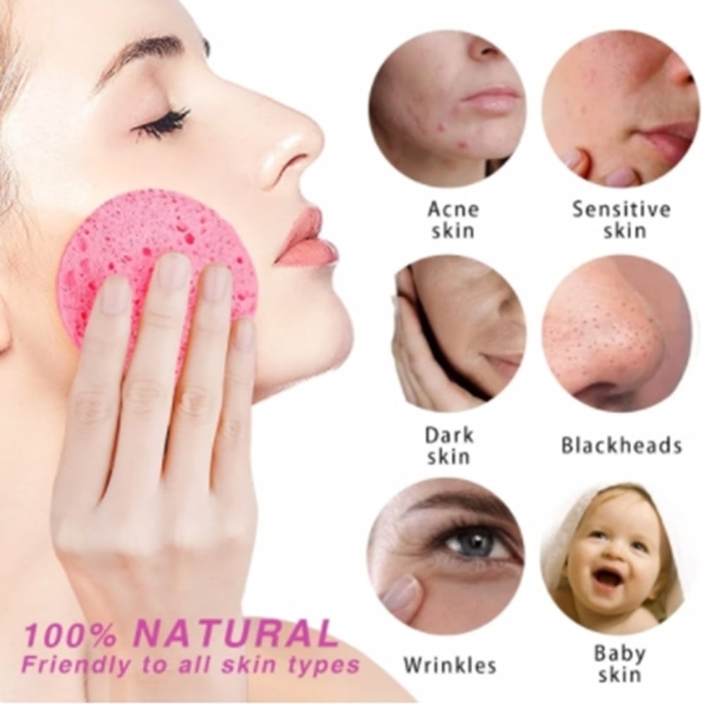 Foaming Face Puff Natural Wood Pulp Face Wash Puff Cleansing Sponge 5