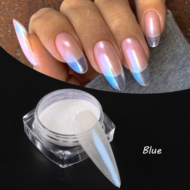 Chrome Aurora White Rubbing Powder, Moonlight Pearl White Nails Glitter, Mirror Pigment for Nail Art Decoration