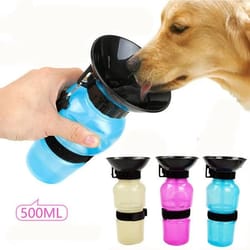portable pet dog water bottle, travel water cup for large dogs, feeder bowl for dogs and cats