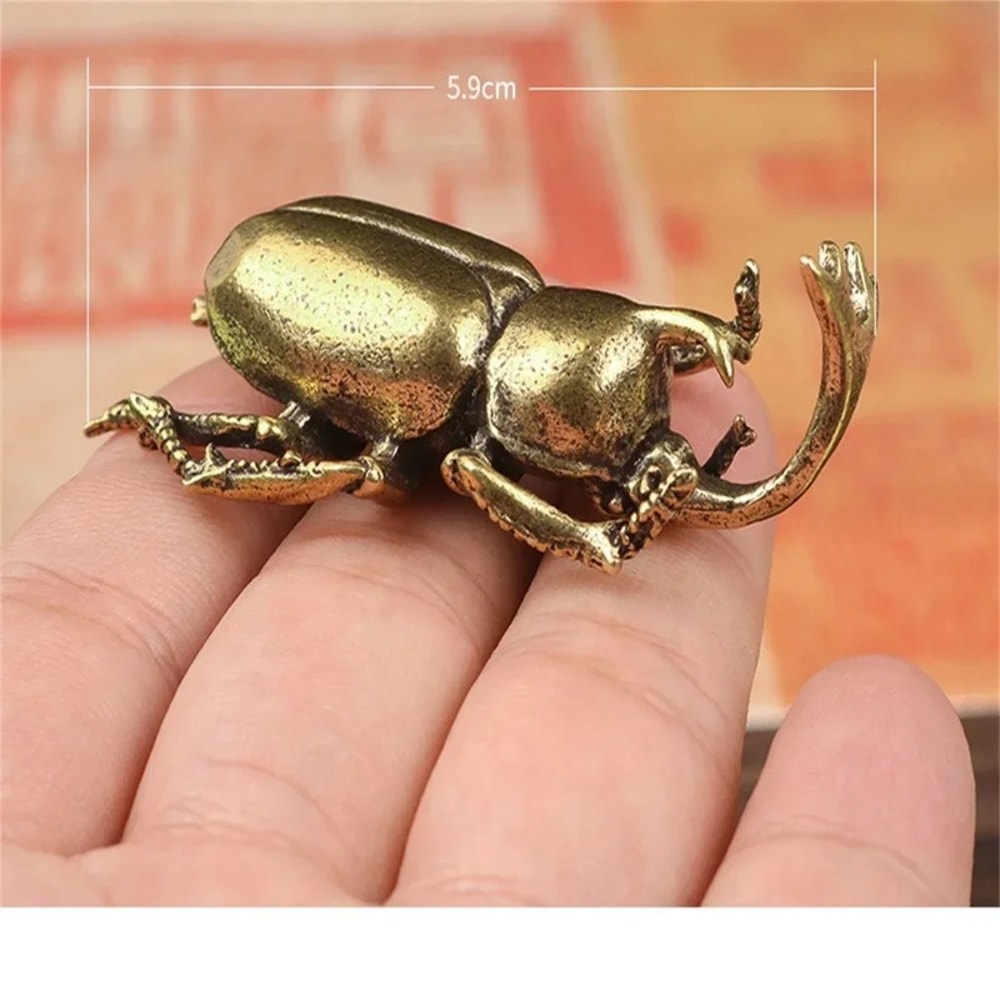 Creative Solid Brass Beetle Ornaments Unicorn Fairy Simulation Copper Insect Tea Pets House Table G 3