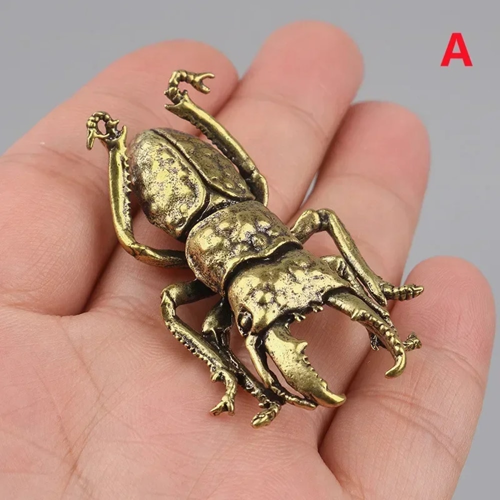 Creative Solid Brass Beetle Ornaments Unicorn Fairy Simulation Copper Insect Tea Pets House Table G 5