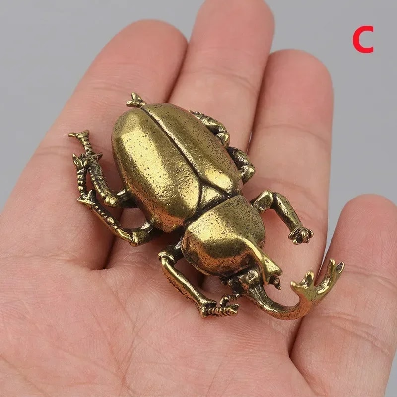 Creative Solid Brass Beetle Ornaments Unicorn Fairy Simulation Copper Insect Tea Pets House Table G 7