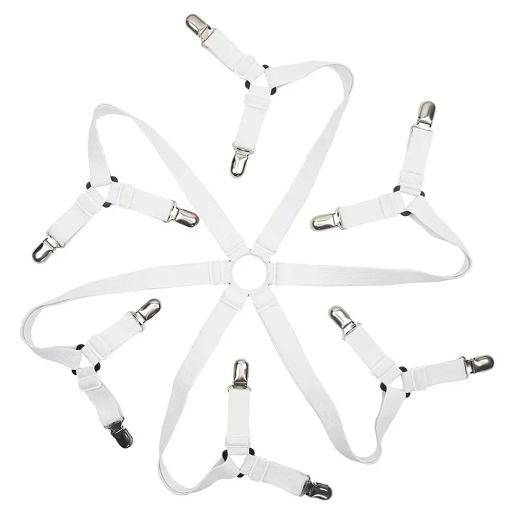 Elastic Band Bed Sheet Holder Straps, Adjustable Clip Fasteners