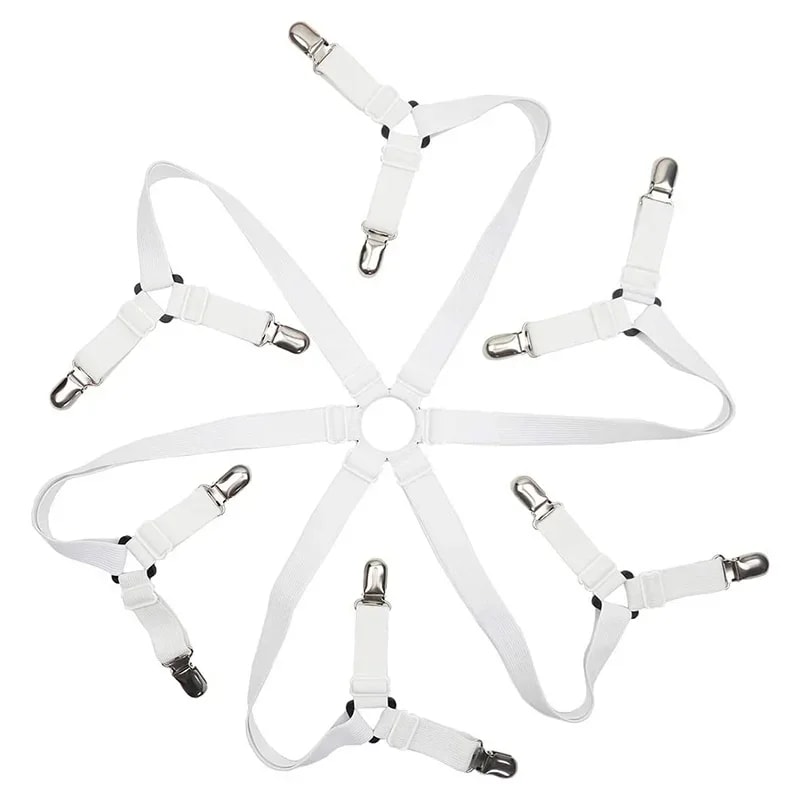 Elastic Band Bed Sheet Holder Straps, Adjustable Clip Fasteners