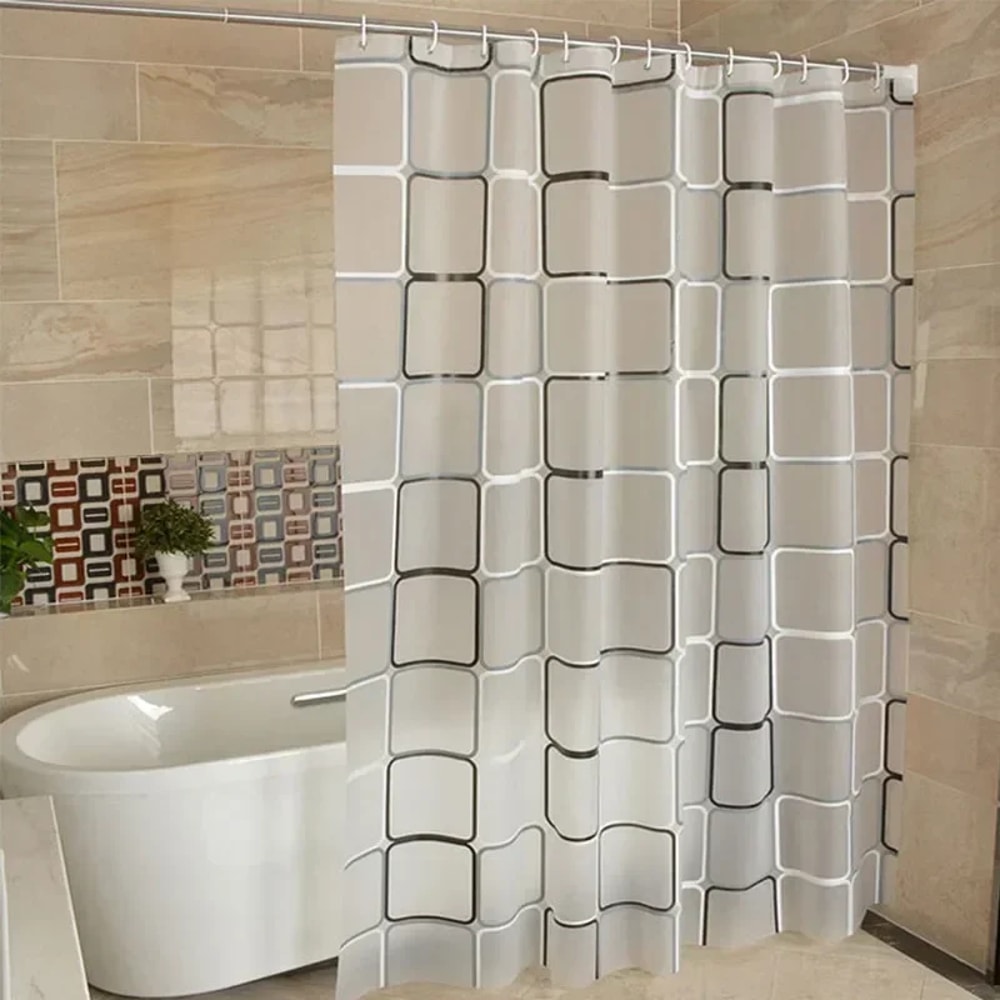 Modern Geometric Bathroom Shower Curtains Waterproof PEVA Bath Curtain For Household Decoration 0