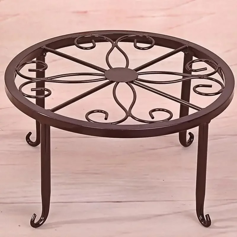 Standing Flower Pot Shelf, Retro Wrought Iron Plant Display Stand for Home & Garden Decoration