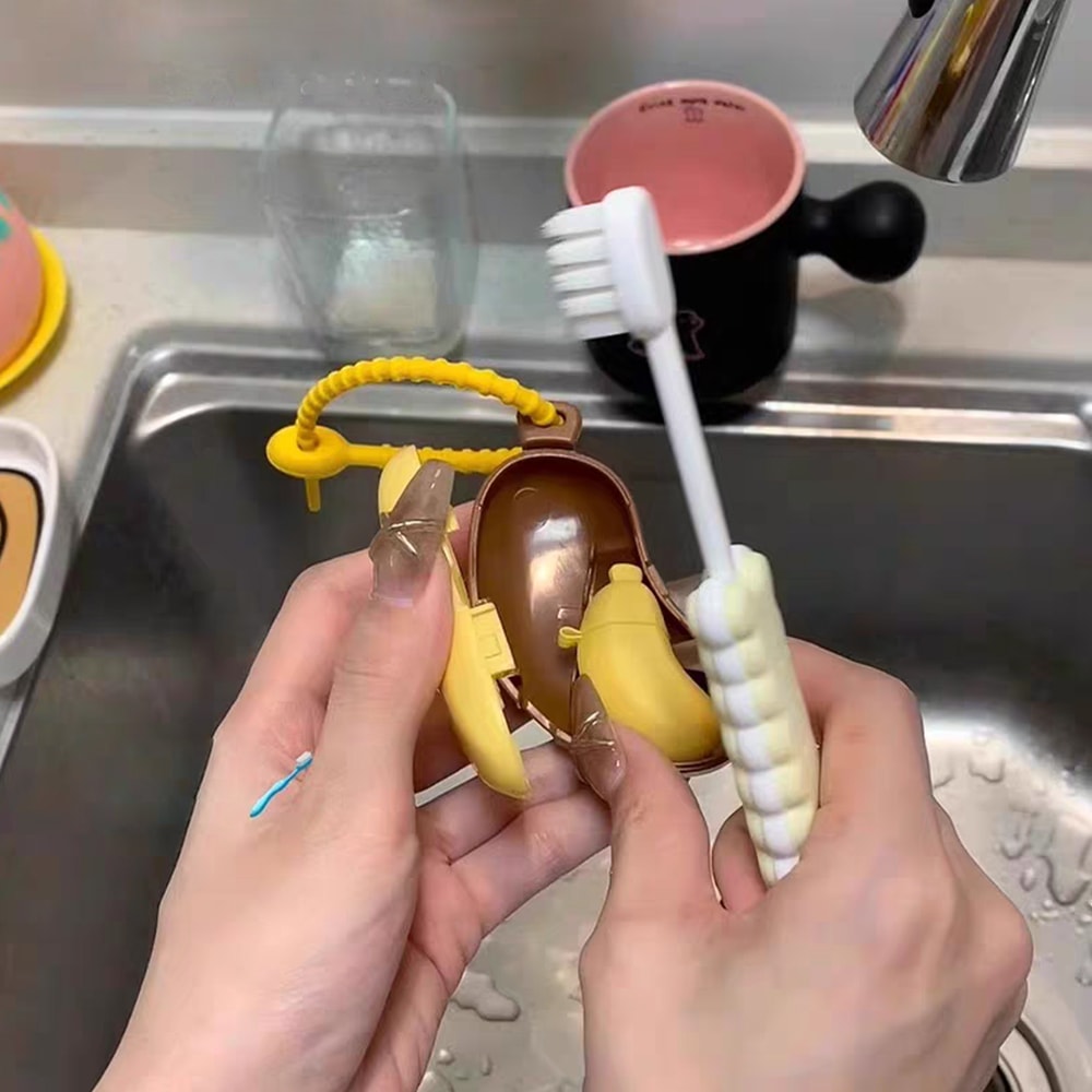 Compact and Convenient Banana Toothbrush Protective Cap, Essential Travel Toothbrush Cover with Toothpaste Storage Box