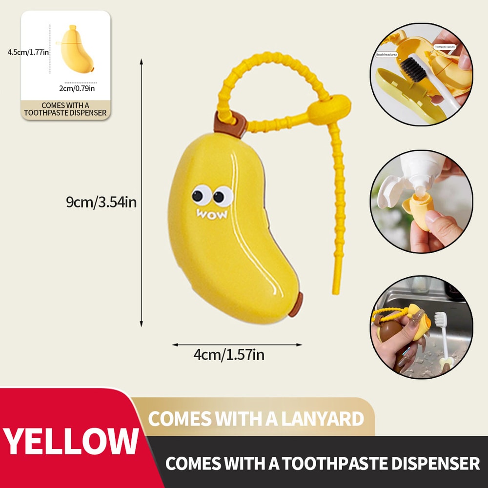 Compact and Convenient Banana Toothbrush Protective Cap, Essential Travel Toothbrush Cover with Toothpaste Storage Box