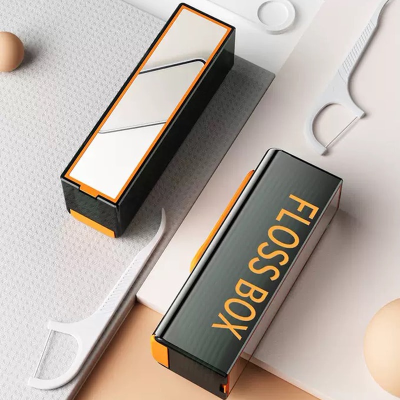 Automatic pop-up dental floss box, dental floss storage with mirror at the bottom