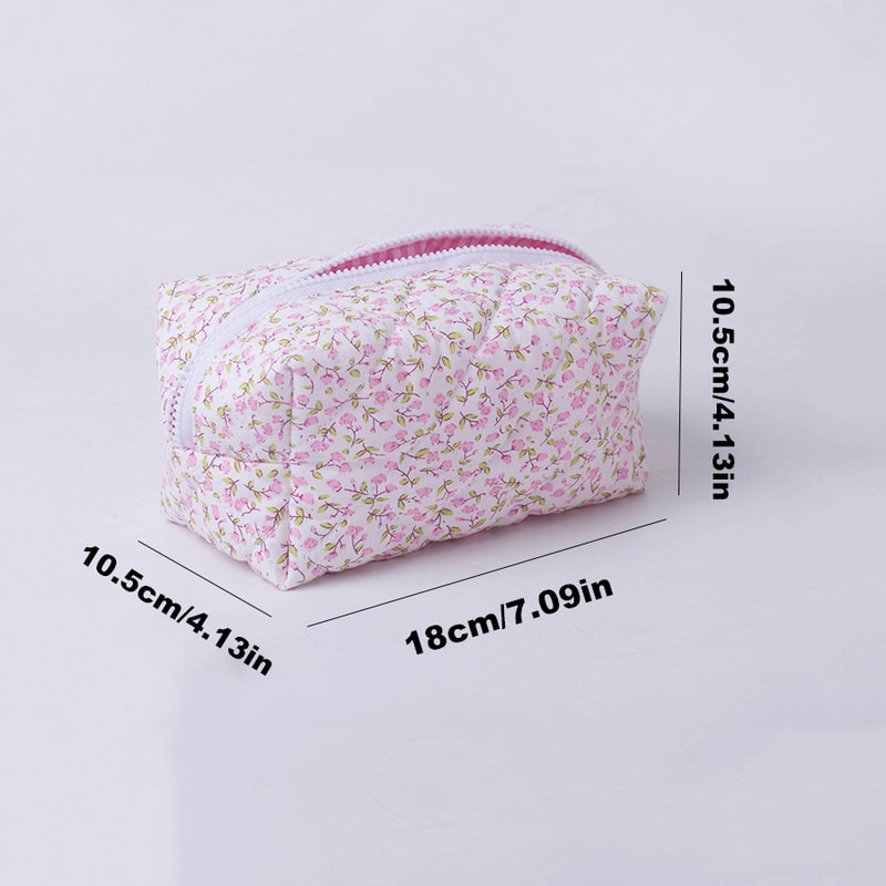 Large Travel Cosmetic Bag Floral Printed Makeup Organizer Puffy Quilted Storage Pouch For Accessori 1