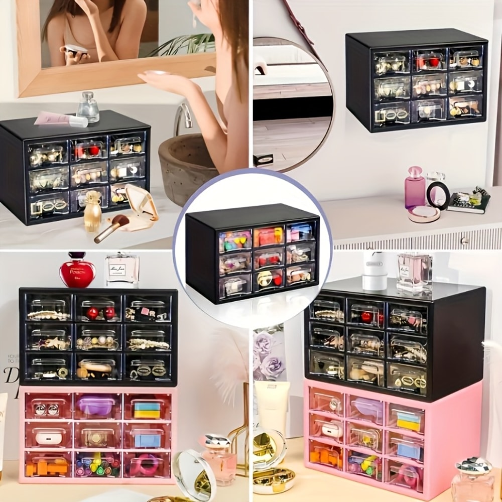 Portable Storage Box For Jewelry Cosmetics Desk Drawer Organizer Box Dustproof MultiGrid Desktop Or 1