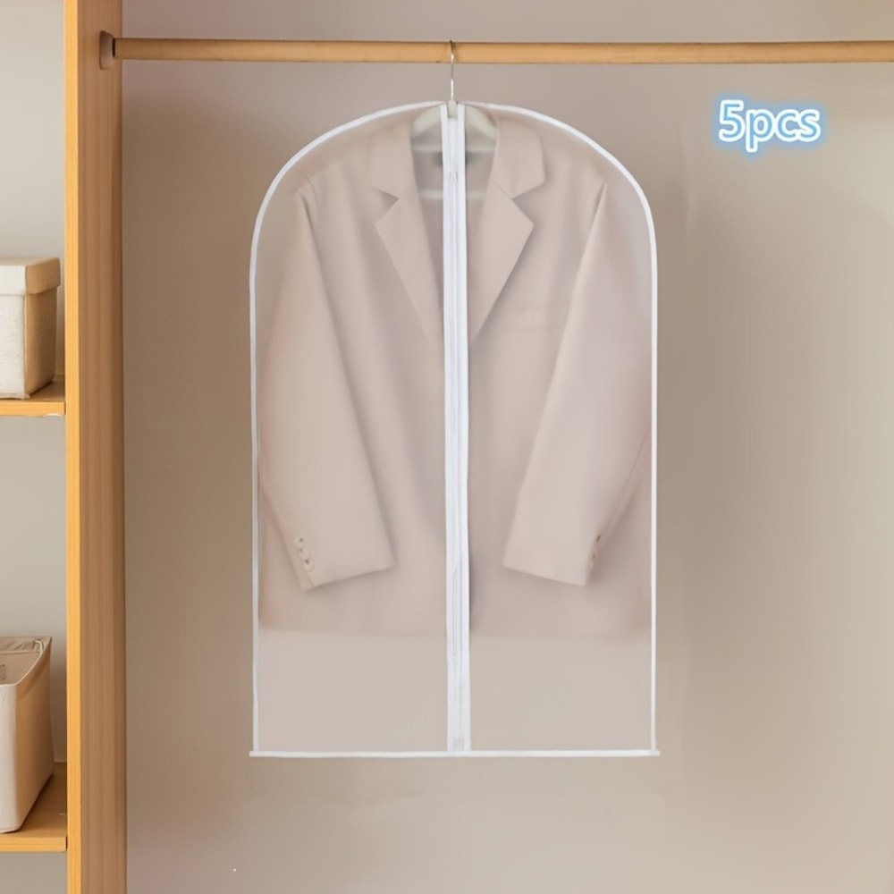 Protective Garment Bags for Clothes Storage, Transparent Thickened Wardrobe Suit and Coat Hanging Bags