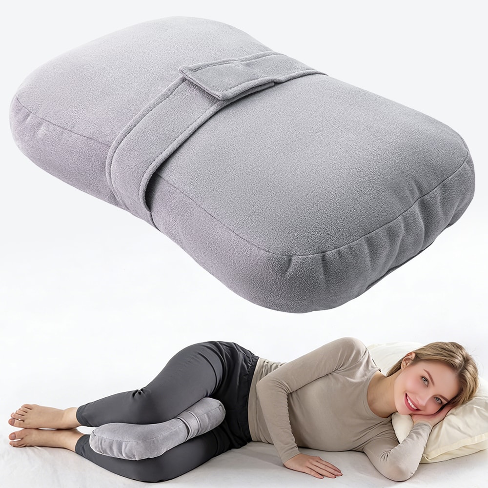 Plush Knee Pillow For Side Sleeper Support Leg Pillow For Hip Back Pain Secure Bind Belt Machine W 0