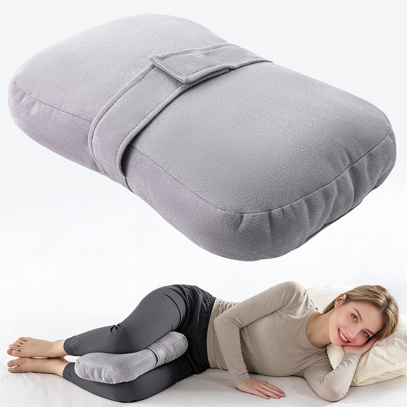 Plush Knee Pillow For Side Sleeper Support Leg Pillow For Hip Back Pain Secure Bind Belt Machine W 0