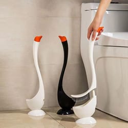 dense bristle head plastic toilet plunger household, swan shape long handle toilet brush, cute holder set
