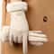 Plush Lining Touchscreen Gloves Comfortable Beige Thick And Warm Winter Protection For Outdoor Leis 4