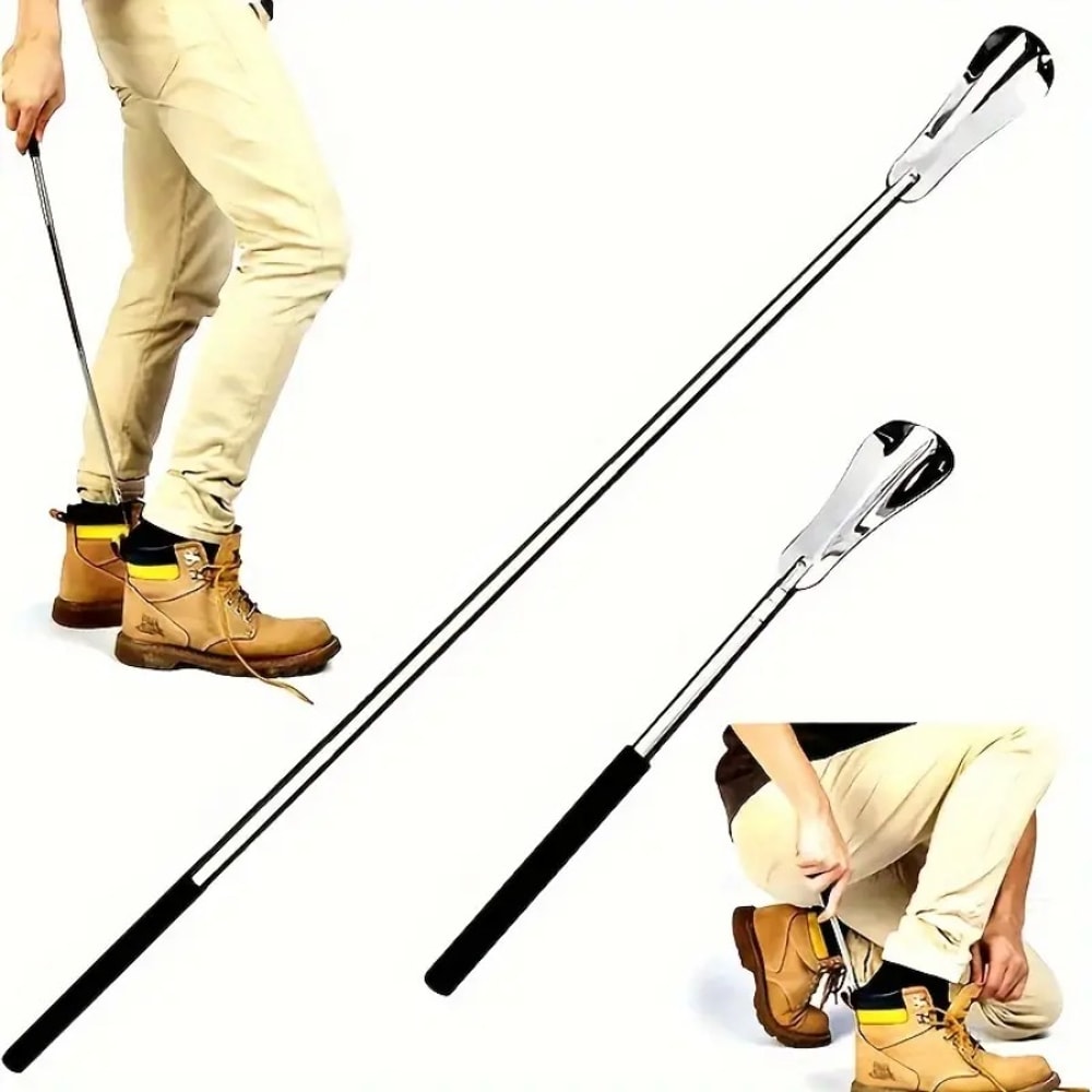 Stainless Steel Telescopic Shoe Horn Adjustable, Extendable Long Handle for Seniors, Men Women Shoe Helper