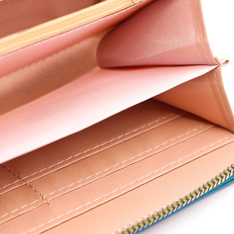 Large Capacity Zipper Coin Purse With Card Holder Womens Long PU Leather Wallet Stylish Wristlet Ph 1