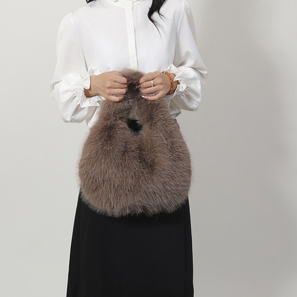 Designer Furry Purse And Handbags Small Hobo Handle Bags For Women Shoulder Bags Fashionable Cute F 1