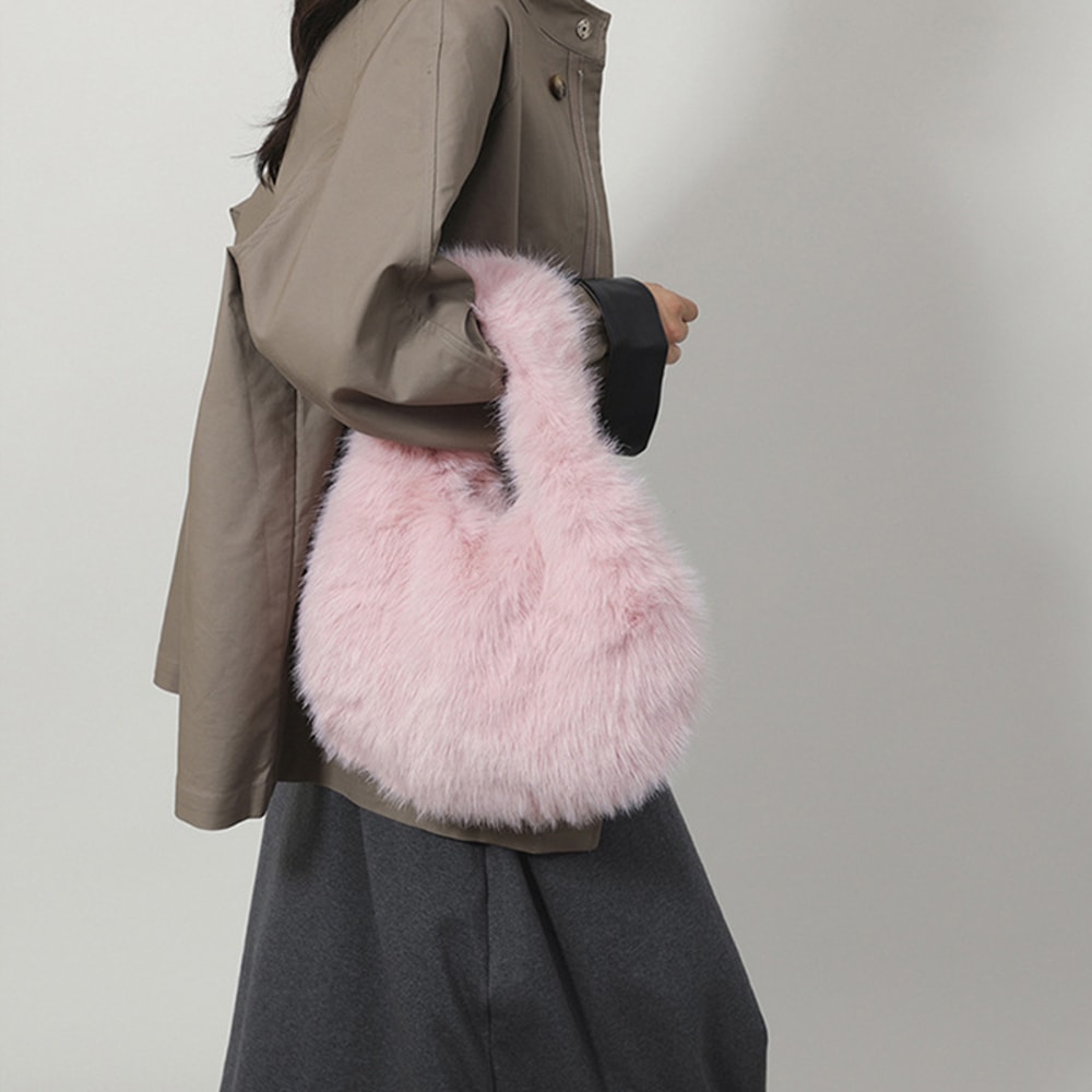 Designer Furry Purse And Handbags Small Hobo Handle Bags For Women Shoulder Bags Fashionable Cute F 2