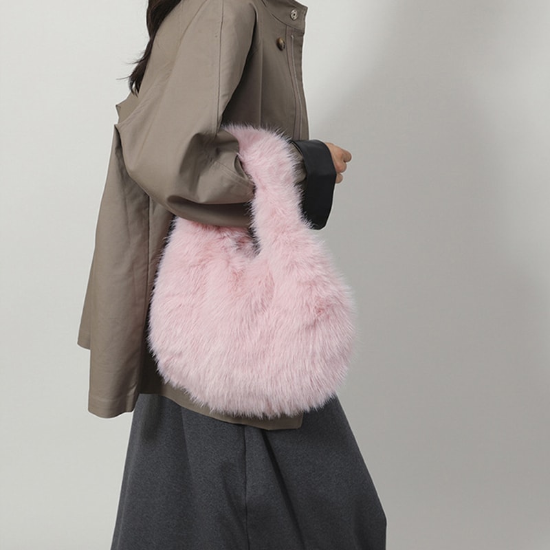 Designer Furry Purse And Handbags Small Hobo Handle Bags For Women Shoulder Bags Fashionable Cute F 2