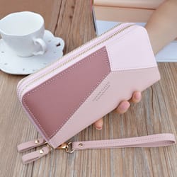 double women's purses, new women's wallet, long fashion simple handbags, lychee pattern, large capacity