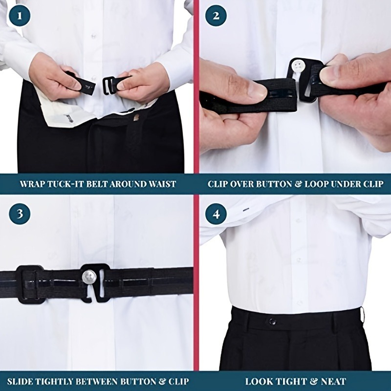 Anti-Slip Men Nylon Shirt Stays, Adjustable Buckle, Non-Textile Weaved Shirt Holder Straps for Dress Shirts