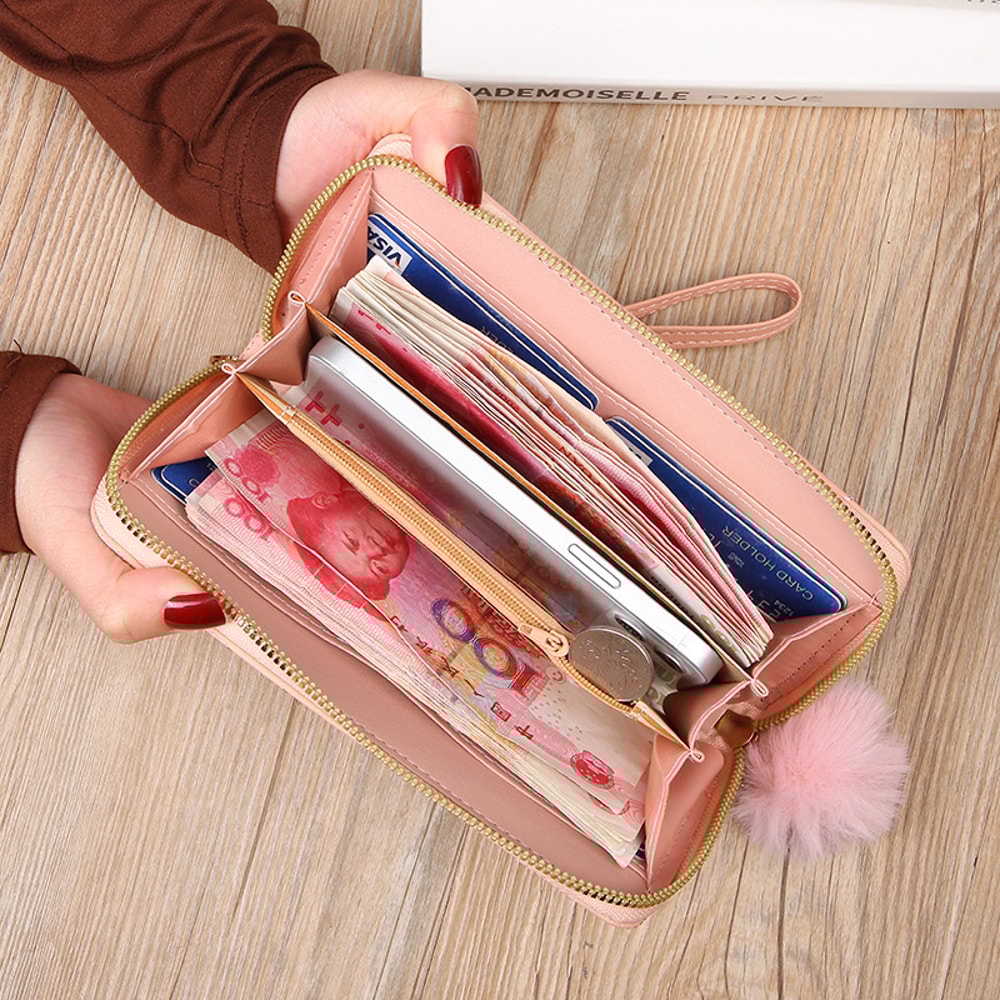 Fashion Card Holder Small Purse Korean Womens Long Wallet Hollow Leaf Zipper Clutch Bag 3
