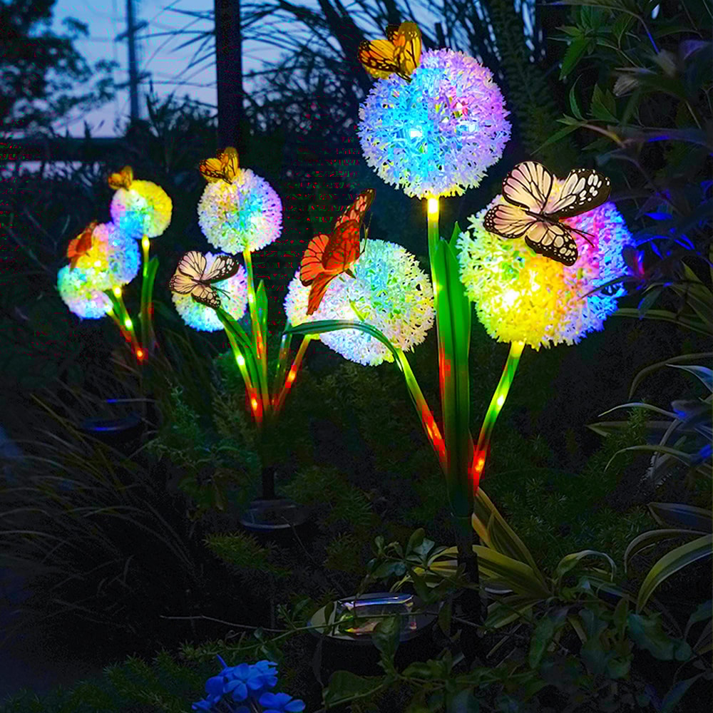 Waterproof Outdoor Solar Light, Solar Butterfly Dandelion Light for Courtyard, Lawn, Garden Decoration