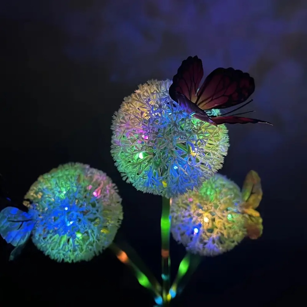 Waterproof Outdoor Solar Light, Solar Butterfly Dandelion Light for Courtyard, Lawn, Garden Decoration