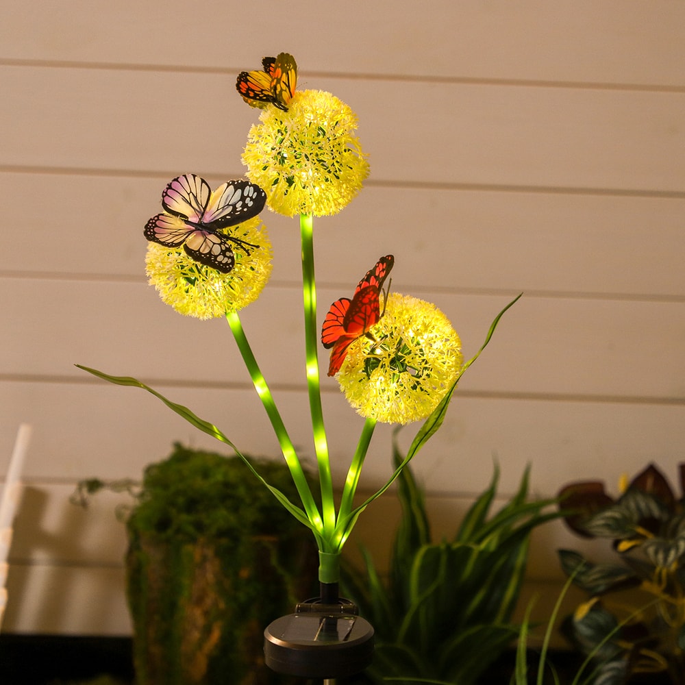 Waterproof Outdoor Solar Light, Solar Butterfly Dandelion Light for Courtyard, Lawn, Garden Decoration