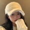 Korean Warm Rabbit Hair Baseball Cap Women Autumn Winter Solid Color Plush Duck Bill Hat 1