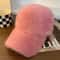 Korean Warm Rabbit Hair Baseball Cap Women Autumn Winter Solid Color Plush Duck Bill Hat 8