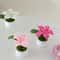 Delicate Crochet Woven Flowers Pot HandKnitted Lily Potted Gift For Mother Day 4