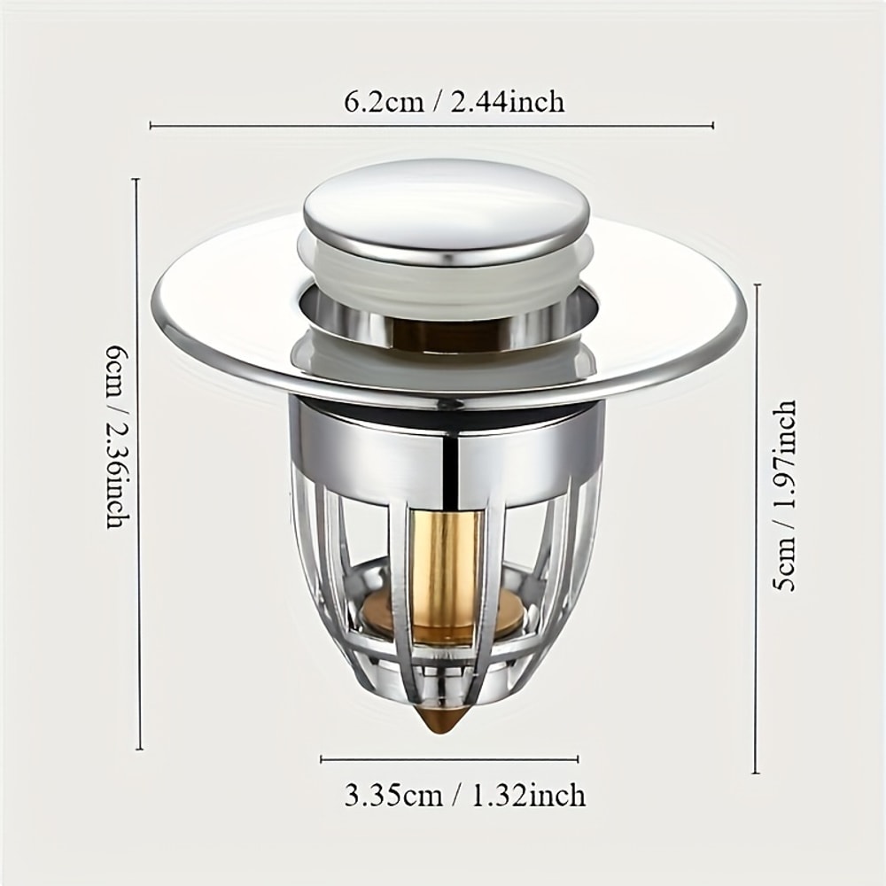 Basin Popup Chrome Sink Filter Universal Rebound Drain Plug With Hair Catcher Stopper 1