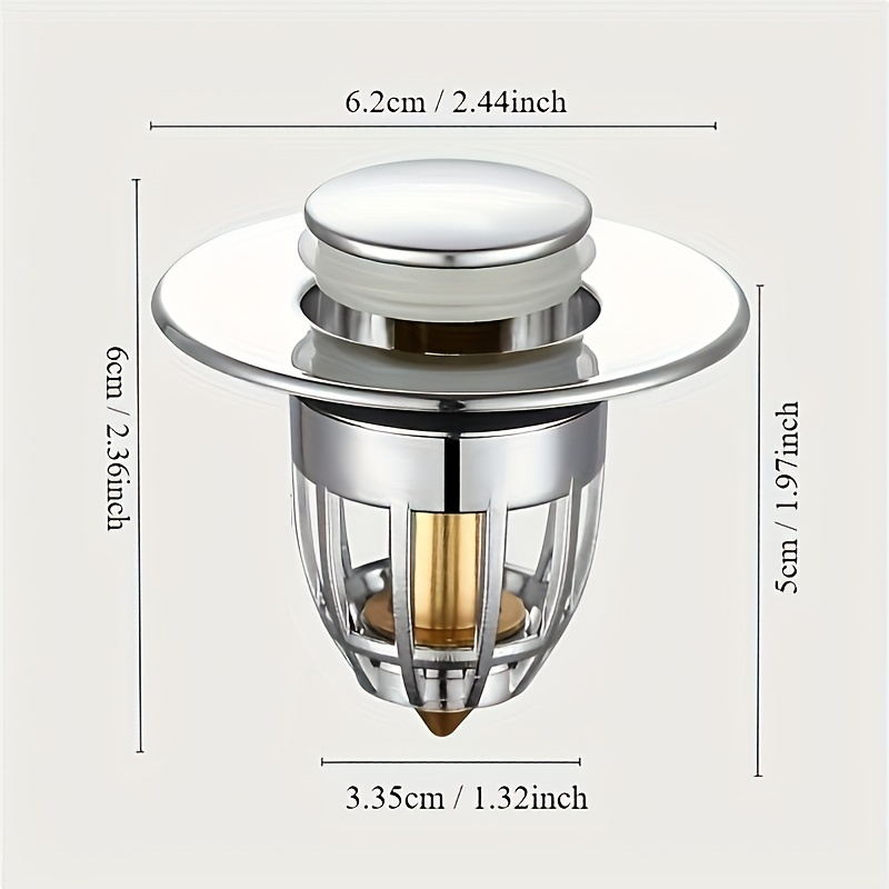 Basin Popup Chrome Sink Filter Universal Rebound Drain Plug With Hair Catcher Stopper 1